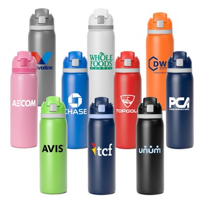 27 Oz. Two-Toned Stainless Steel Pop Straw Bottle